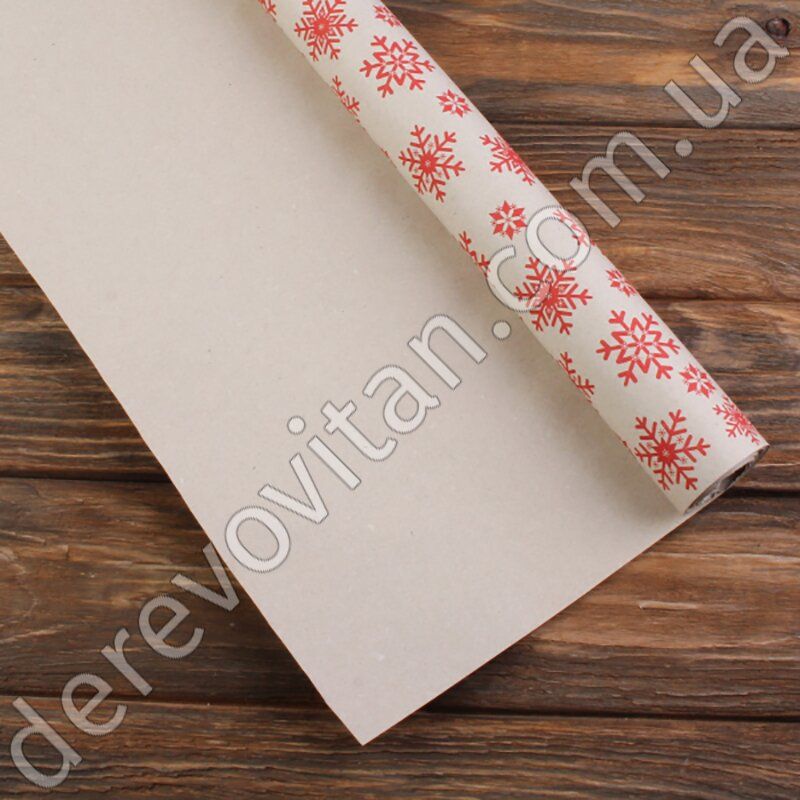 Новорічний пакувальний папір в рулоні "Сніжинки червоні", 0.7×8 м