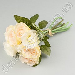 Букет штучних троянд, кремово-рожевий, 8 шт., 26 см