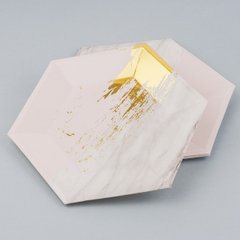 Тарелки одноразовые картонные "Art", серо-розовые, 10 шт., 19.5×23 см