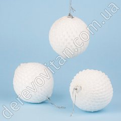 Елочные шары небьющиеся, белые, "Сетка с глиттером", 8 см, 3 шт. упаковка