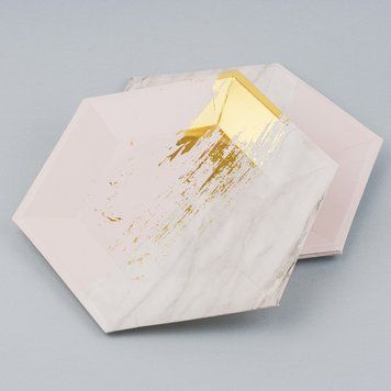 Тарелки одноразовые картонные "Art", серо-розовые, 10 шт., 19.5&times;23 см