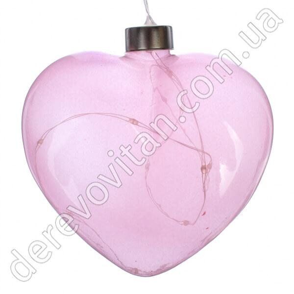 Декоративний LED-світильник "Серце" на батарейках, рожевий, 13×13×4 см