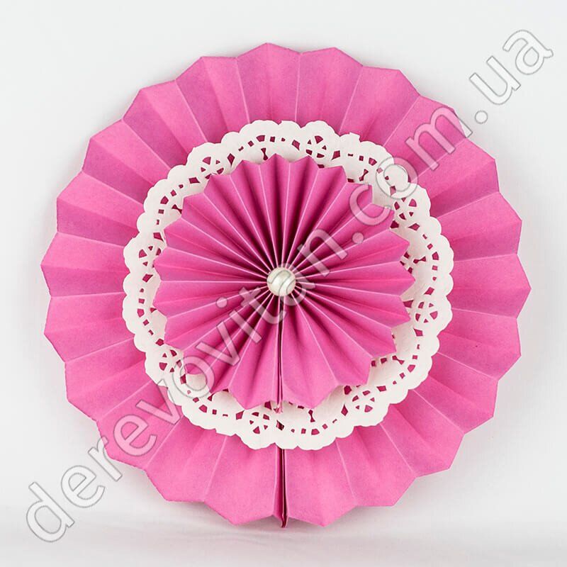 Бумажная гармошка розовая с "кружевом", двухсторонняя, 30 см