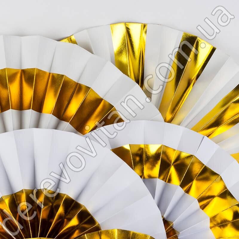 Набор подвесных вееров "Белый с желтым золотом", 6 штук