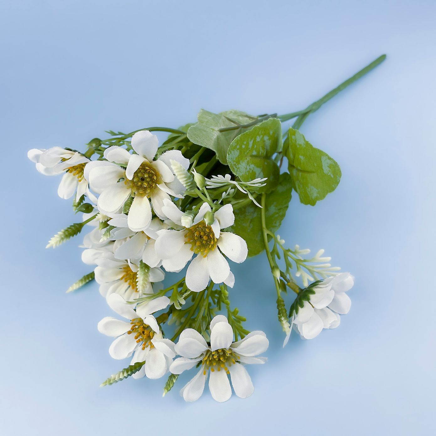 Штучний букетик білих маргариток, 10 квіток, 30 см