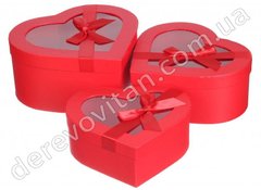Подарочные коробки "Сердце" с окошком, красные, 3 шт. матрешка