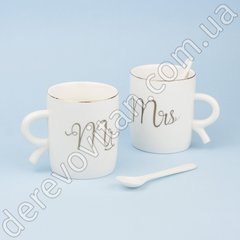 Набор белых керамических чашек "Mr&Mrs", 2 шт.