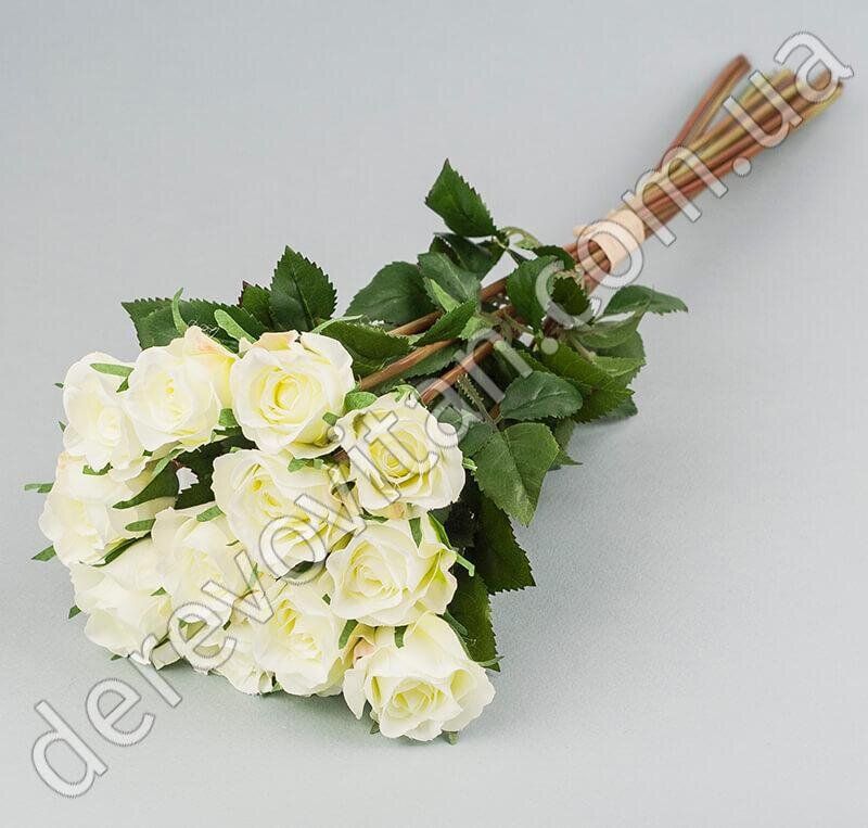 Букет штучних троянд, біло-салатовий, 12 шт., 43 см