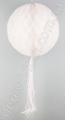 Бумажный шар-соты с бахромой, белый, 30 см