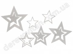 Новогодние подвески на нити "Звезды", серебро с глиттером, 7 шт.