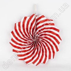 Подвесной веер, красно-белый, 30 см - бумажный декор-розетка