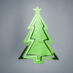 Новорічний декор паперові "Ялинки" 3D, зелені, 15 шт.