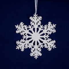 Підвіска "Сніжинка" біла в блискітках, 17×20 см