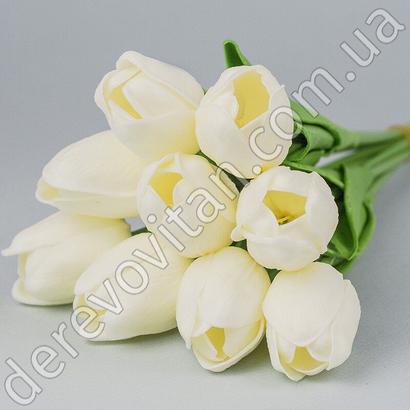 Тюльпаны латексные, молочные, букет 9 шт., ~33 см