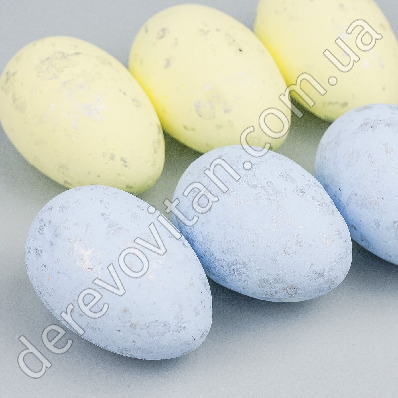 Яйця великодні декоративні зі срібним напиленням 6 шт., 4.5×7 см