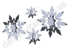 Новорічний декор паперові "Сніжинки" 3D, срібло, 14 шт.