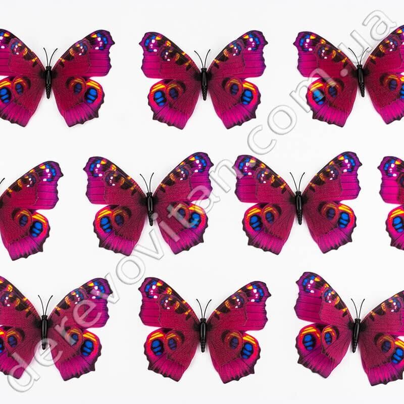 3D-бабочки декоративные, малиновые с рисунком, 10×12 см, 10 шт.