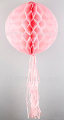 Паперова куля-соти з бахромою, світло-рожева, 30 см