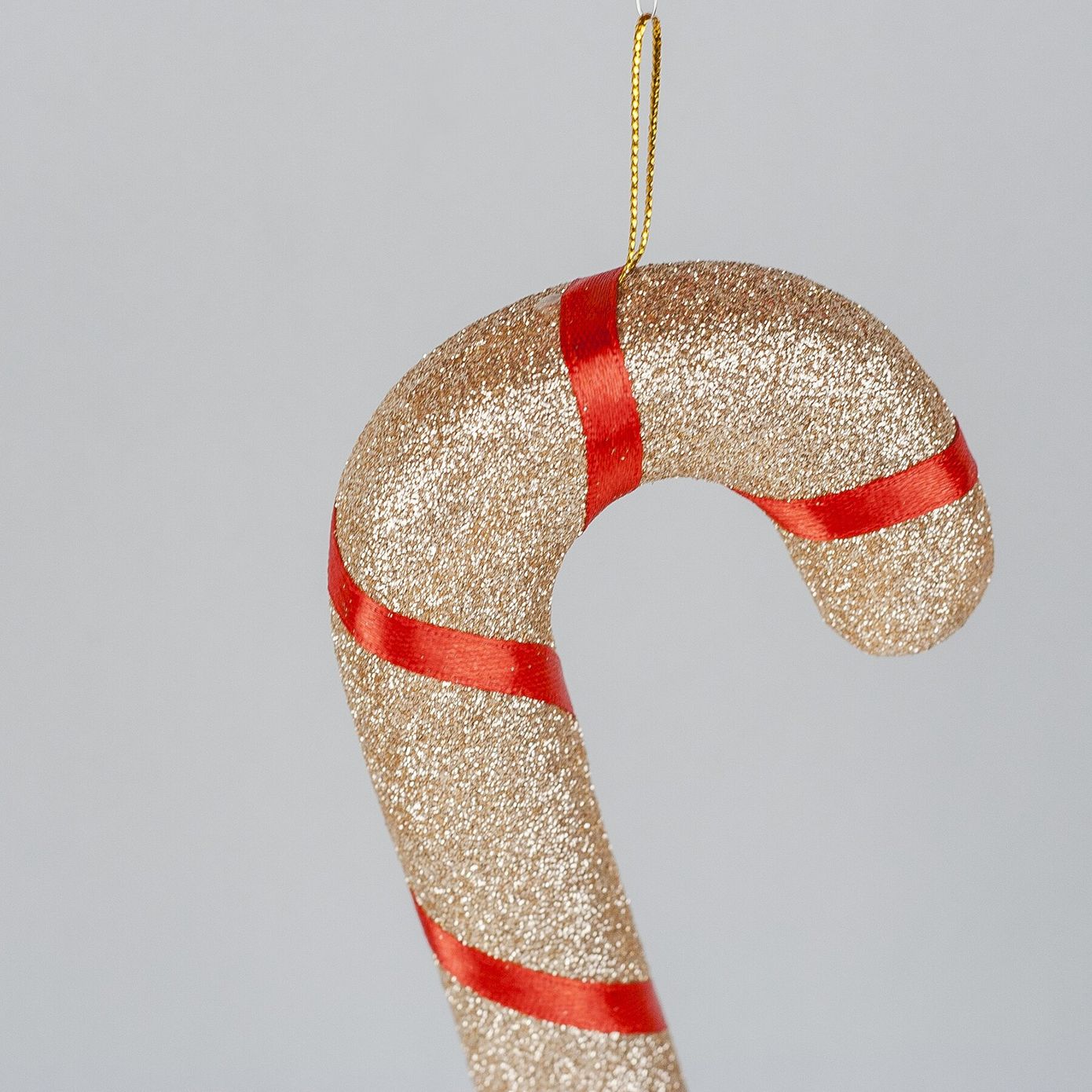 Ялинкова іграшка "Карамельна трость" золотиста, 7.5×17.5 см