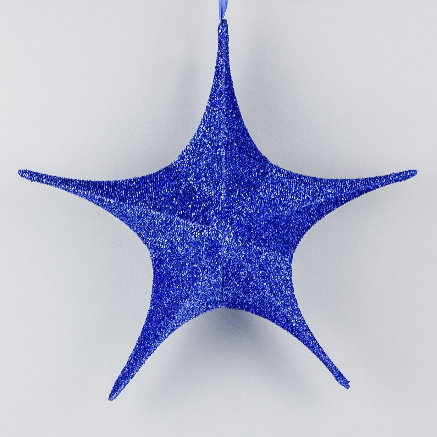 Підвісна зірка для декору з тканини, синя, 80 см