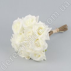 Искусственные розы молочные, букет 10 шт., 22×31 см