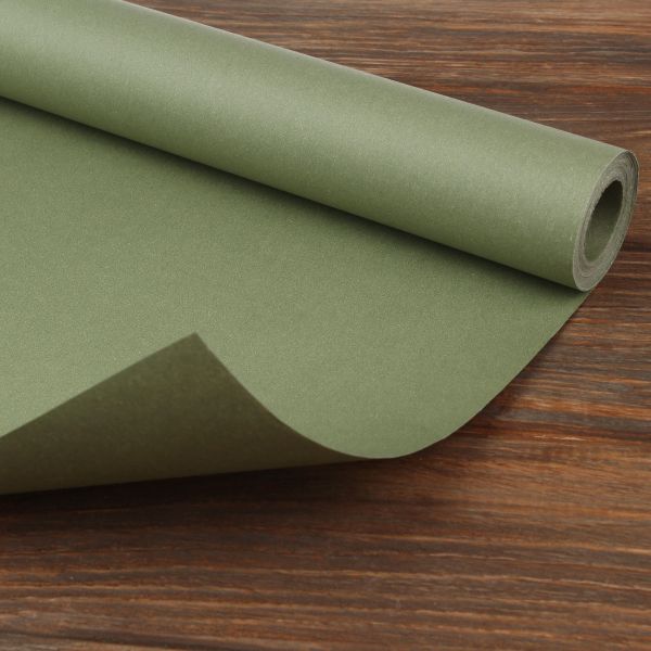 Пакувальний крафт-папір для подарунків, оливковий, 0.7×8 м в рулоні