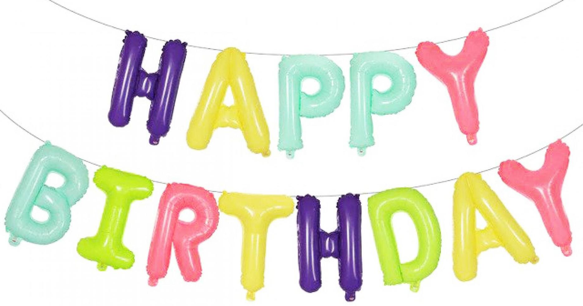 Фольгированные воздушные шары-буквы "HAPPY BIRTHDAY", разноцветные, высота 36 см