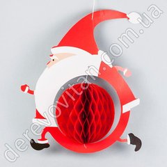 Подвеска новогодняя из бумаги "Санта спешит" с шаром-соты, 30×35 см