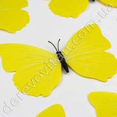 Метелик декоративний, жовтий, 9×12 см, 10 шт.