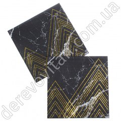 Святкові серветки, "чорний мармур" з золотим принтом, 20 шт., 16.5×16.5 см (33 см)