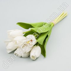 Тюльпани штучні, латекс та тканина, білі, букет 7 шт., висота 37 см