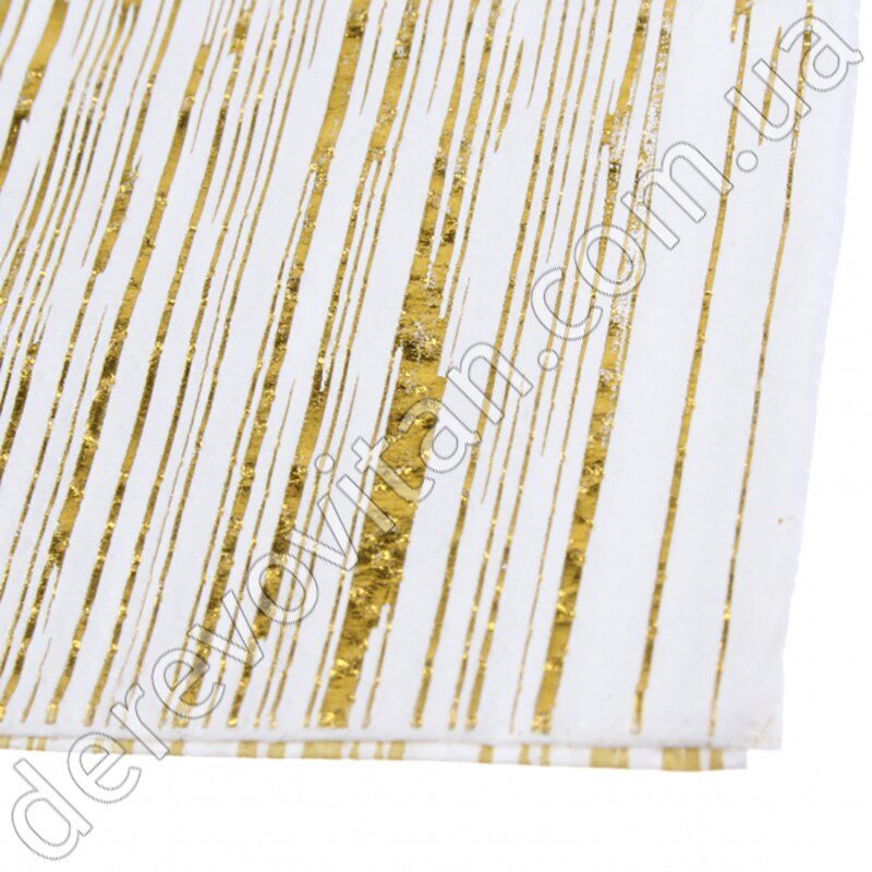 Святкові серветки, білі в золоту смужку, 20 шт., 16.5×16.5 см (33 см)