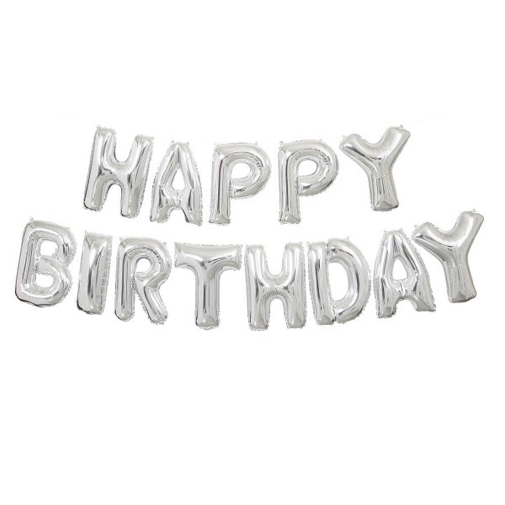 Воздушные/гелиевые шары-буквы "HAPPY BIRTHDAY", серебро, высота ~40 см