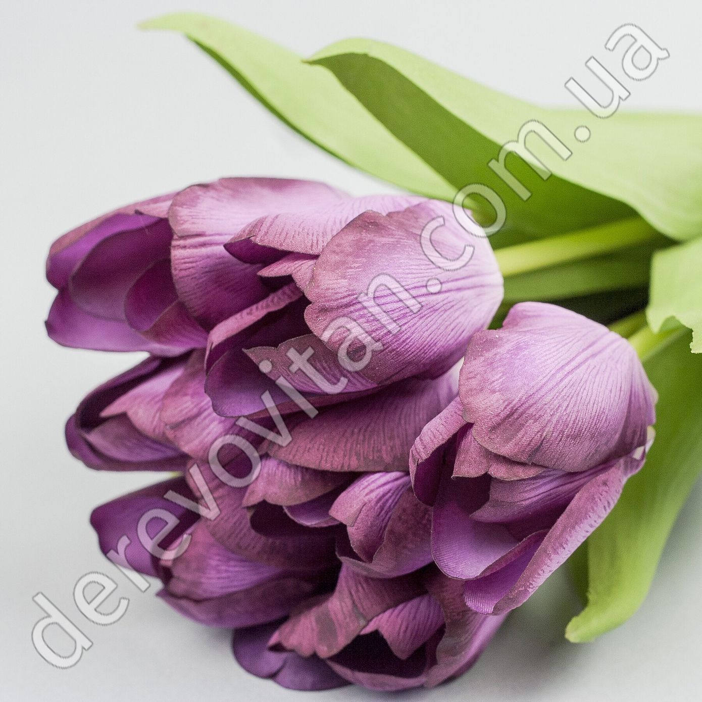 Тюльпаны искусственные, латекс и ткань, сиреневые букет 7 шт., ~37 см