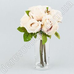 Букет искусственных роз, кремово-розовый, 7 шт., 26 см