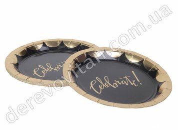 Тарелки одноразовые, картонные, "Celebrate", черные, 10 шт., 18 см