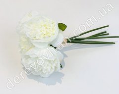 Пионы декоративные белые, букет 6 шт., 23×34 см