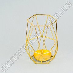 Металлический подсвечник "Геометрия", желтое золото, 10×15 см