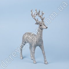 Новогодний декор фигура "Олень в блестках" серебро, 35×24×7 см