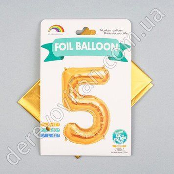 Воздушный шар-цифра "5", золото, 58&times;70 см