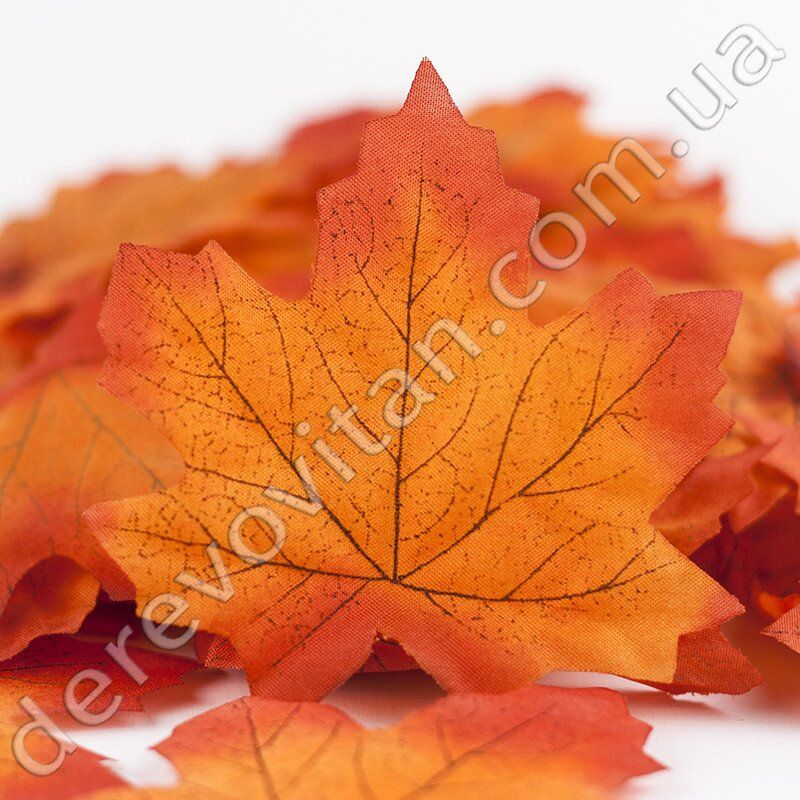 Листья осенние декоративные, оранжевый клен 9.7 × 10 см, 100 шт.
