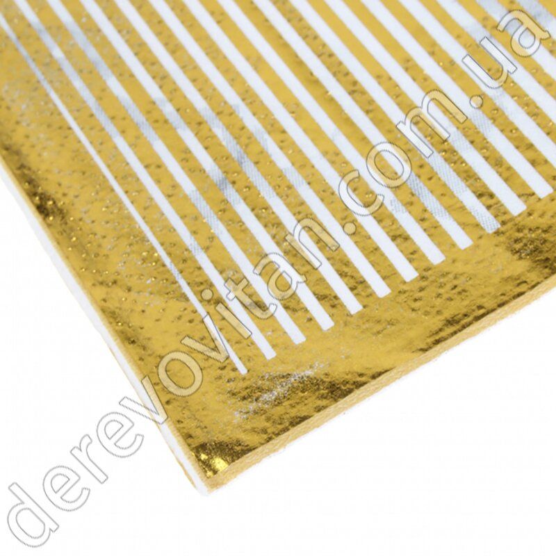 Праздничные салфетки, белые с золотой полоской, 20 шт., 16.5×16.5 см (33 см)