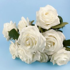 Букет белых искусственных роз на ножке, 10 цветков, 43 см