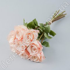 Букет искусственных роз, персиково-розовый, 8 шт, 38 см
