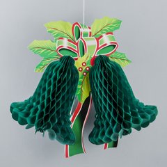 Новорічний підвісний декор "Дзвоники", 34×36 см, зелені