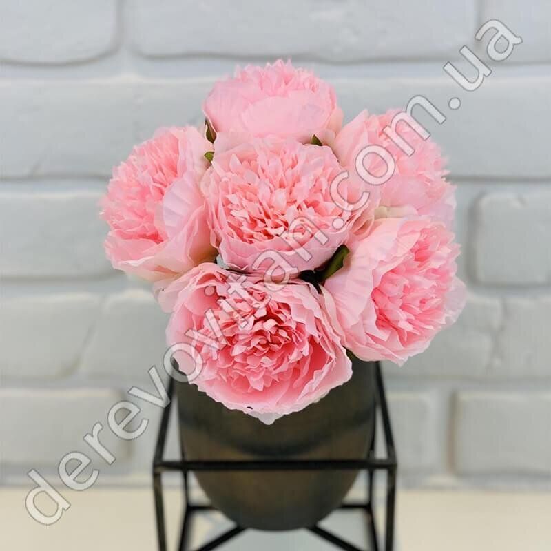 Пионы декоративные розовые, букет 6 шт., 23×34 см