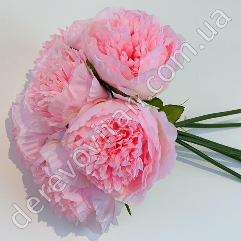 Пионы декоративные розовые, букет 6 шт., 23×34 см